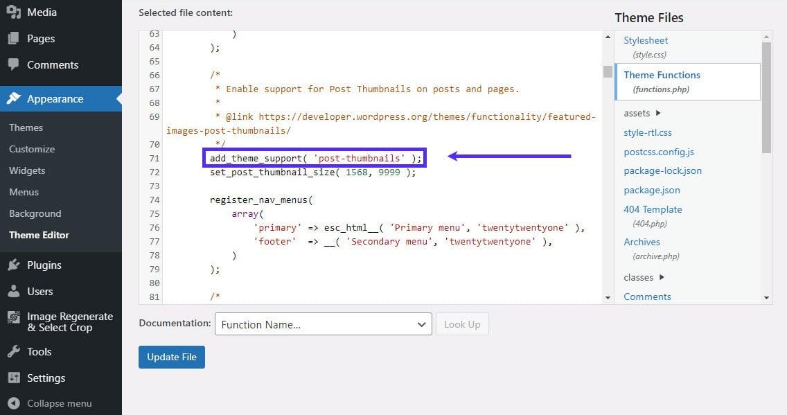 نحوهٔ غیرفعال سازی اندازه های پیش فرض در فایل functions.php